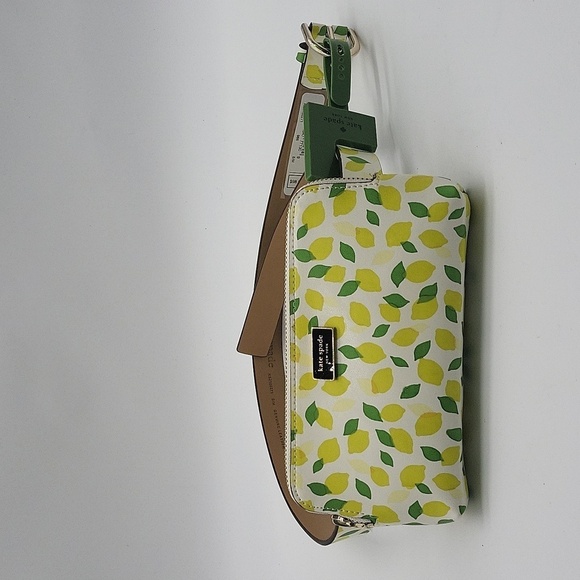 1744- Kate Spade Leather Lemon Print Fanny Pack Women's Belt Size S/M NWT - Picture 1 of 12